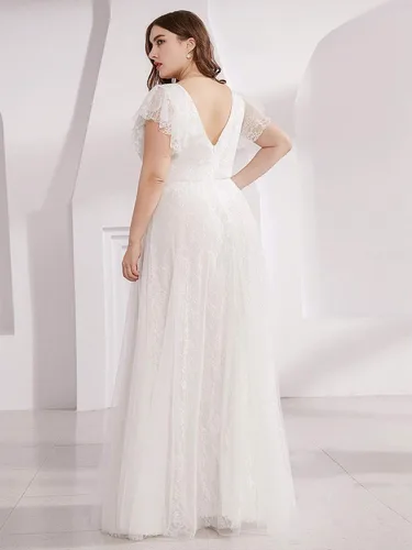 Vista 2 de Ever-Pretty Plus Women's Double V-Neck Floral Lace Plus Size Evening Dress 00857