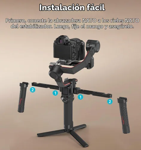 Vista 8 de SMALLRIG Mango Doble Empuñadura para Cardán DJI RS 4 /RS 4 Pro/RS 3 / RS 3 Pro/RS 2 / RSC 2, Empuñadura de Mango de Cardán con Rieles NATO, Zapata
