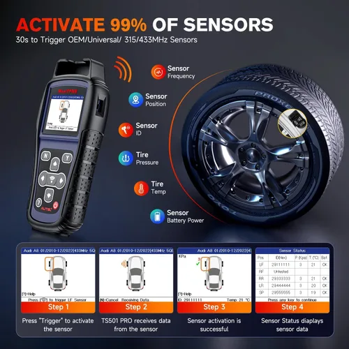 Vista 6 de Autel MaxiTPMS TS501 PRO TPMS Herramienta de programación, 2026 igual que TS508 Up of TS501 TS408S, Program Autel MX-Sensor 315/433MHz, Relearn