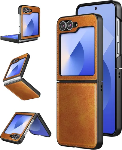 Vista 13 de Foluu para Samsung Galaxy Z Flip 5 5G Funda, Funda de Cuero, Cuero PU + Carcasa Rígida de PC Ultra Delgada Slim Duradera Funda Protectora