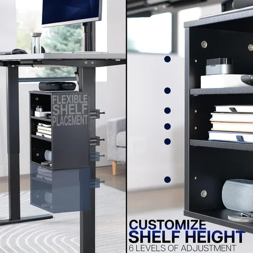 Vista 9 de VIVO DESK-SHELF3CL - Estantería debajo del escritorio, soporte de accesorios de oficina para suministros, dispositivos de juego y más, estantes