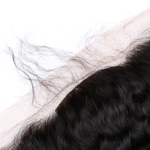 Vista 13 de Un donante de grado superior 13x4 base de seda cierre frontal de encaje cabello humano con cabello de bebé ondulado brasileño virgen cierre de pelo