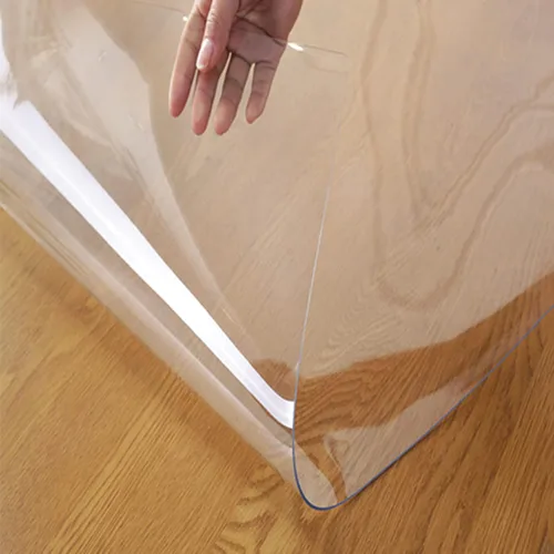 Vista 2 de Manteles transparentes de 0.079 in fuertes, cubierta de plástico transparente, protector de mesa lavable, tapete de mesa impermeable de PVC