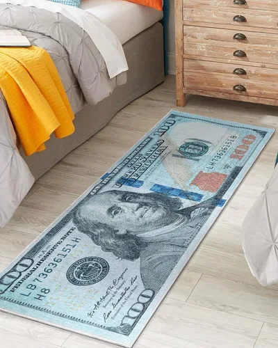 Vista 7 de Well Woven Money Collection - Alfombra de pasillo de billetes de cien dólares, 2 x 5 pies