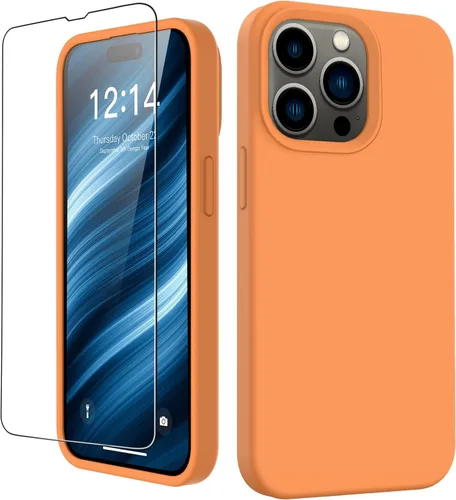Vista 38 de FUNMIKO Funda compatible con iPhone 15 con protector de pantalla, silicona líquida suave y sedosa mejorada, diseñada a la moda para hombres, mujeres