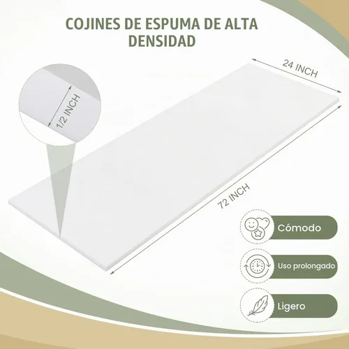 Vista 3 de Frienda - 2 cojines de espuma para tapicería de alta densidad, color blanco