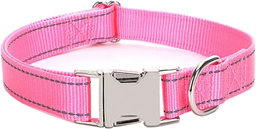 Vista 19 de Love Dream Collar reflectante para perro con hebilla de metal, collar de nailon ajustable de seguridad con hebilla de liberación rápida resistente