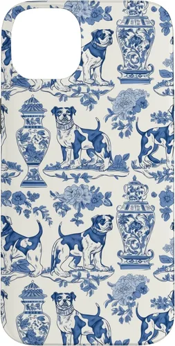 Vista 15 de Chinoiserie Dog Blue Toile Ginger Preppy Grandmillennial - Carcasa para iPhone 16