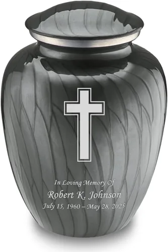 Vista 15 de Geturns Embrace - Urnas de cremación cruzadas personalizadas para adultos para cenizas humanas, urna funeraria grande negra para mujeres y hombres