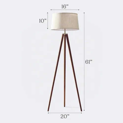 Vista 7 de Brightech Emma - Lámpara de pie LED, lámpara alta con patas de madera, lámpara de pie moderna de mediados de siglo para leer en el dormitorio Marrón