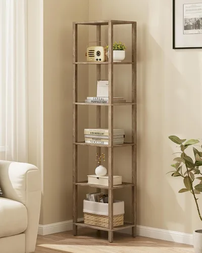 Vista 12 de TUTOTAK Estantería para libros de 4 niveles, estantería estrecha para espacios pequeños, estantería apilable de bricolaje, para sala de estar Negro
