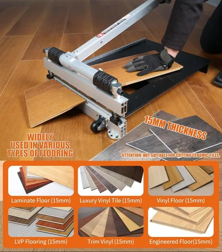 Vista 5 de CUTTEREX Heavy Duty 13" profesional cortador de piso de vinilo, pisos multicapa, parquet, paneles de pared de fibrocemento, base cóncava de goma