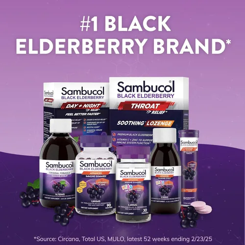 Vista 5 de Tabletas para el alivio del resfriado y de la gripa Sambucol Black Elderberry, 30 tabletas (2 paquetes) Homeopathic Black Elderberry Cold