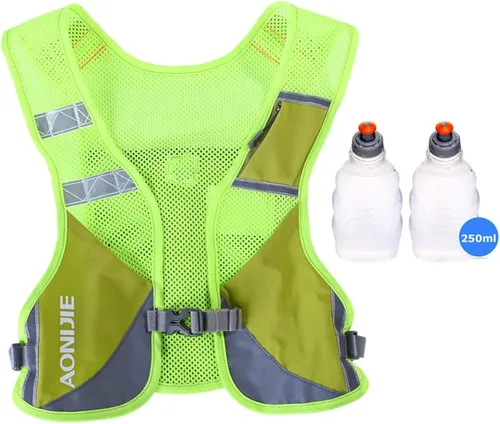 Vista 9 de AONIJIE Chaleco Paquete Ultraligero para Correr para Hombres y Mujeres Reflectante Transpirable Mochila de Hidratación para Senderismo, Camping, Azul