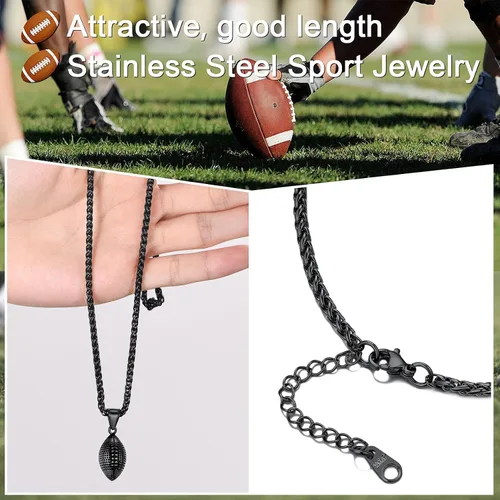 Vista 6 de ChainsPro Collar de bola para hombre, joyería deportiva, regalo de confirmación para amantes del fútbol, fútbol, béisbol, cadena de 22 + 2 pulgadas