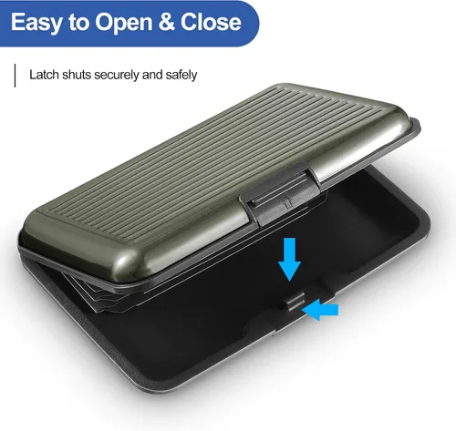 Vista 5 de 2 piezas de soporte delgado para tarjetas de crédito, mini protector de tarjeta de crédito, protector de aluminio para tarjetas de visita