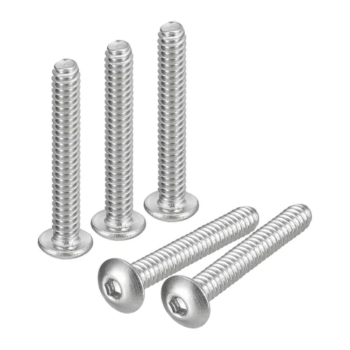 Vista 16 de uxcell #2-56x1 Tornillos con cabeza de botón y muesca hexagonal, 50 unidades de pernos hexagonales de acero inoxidable 304, tornillos allen de rosca
