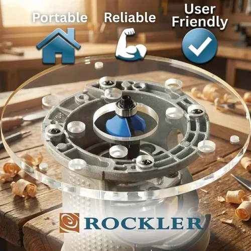 Vista 3 de Rockler Mesa de Router de Recorte – Mesa de Router Ajustable con Agujeros Pre-perforados en la Parte Posterior - Mesa de Router con Protector