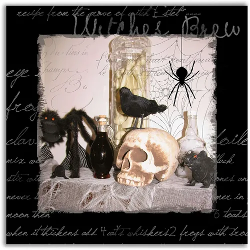 Vista 13 de Renditions Gallery Haunted House - Lienzo decorativo para pared de Halloween, 16 x 16 pulgadas