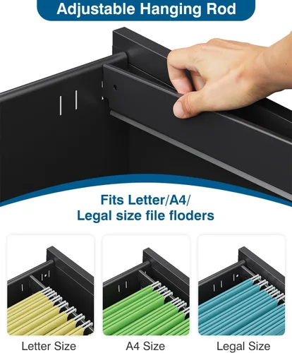 Vista 5 de PEUKC Archivador de 2 cajones con cerradura, archivador de metal debajo del escritorio para tamaño carta/legal/A4 para oficina en casa, archivadores