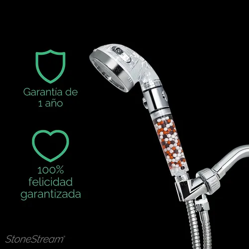 Vista 8 de Cabezal de ducha filtrado StoneStream original, cabezal de ducha de alta presión con suavizador de agua Eco Power con interruptor