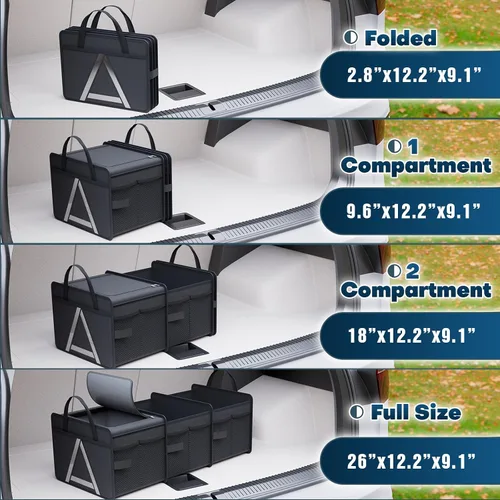 Vista 3 de K KNODEL - Organizador de maletero con enfriador para automóvil y SUV, mediano, color negro Collapsible Car Organization, Car Organizers and