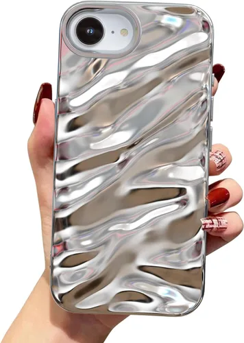 Vista 52 de QLTYPRI Funda compatible con iPhone 11, bonita funda con patrón de ondas de agua para niñas y mujeres, delgada, satinada, brillante, suave, de Beige