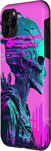 Vista 23 de iPhone 14 Pro Max Cool Retro Alien Sunset Tropical Trippy Vaporwave Sky Art Case
