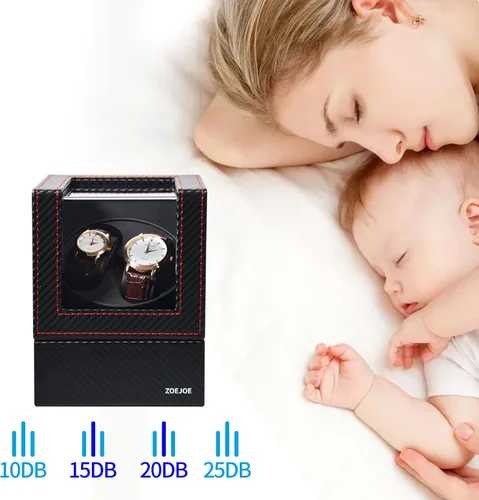 Vista 6 de Enrolladores automáticos de reloj para relojes automáticos, caja de bobinadora de reloj doble para hombres y mujeres, caja de almacenamiento