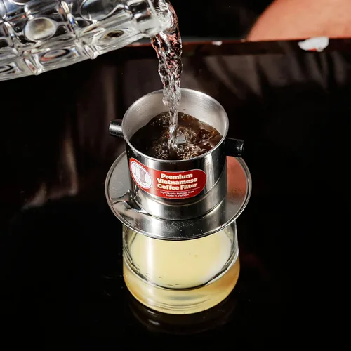 Vista 7 de Juego de filtros de café vietnamita También se le conoce como cafetera vietnamita o prensa extragrande, Acero inoxidable