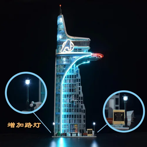 Vista 3 de LightGo Kit de iluminación LED diseñado para Marvel Avengers Tower compatible con Lego 76269 juego de construcción, no incluye