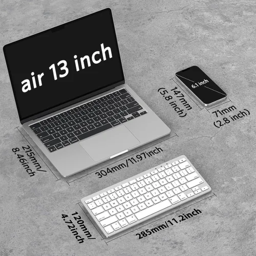 Vista 2 de OMOTON Bluetooth Keyboard Compatible with Mac ONLY, Compact Wireless Keyboard Compatible with MacBook Pro/Air, iMac, Mac mini/Pro, Silver