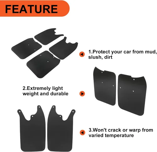 Vista 3 de ECOTRIC Aletas de barro compatibles con Toyota Tacoma 1995-2004 4x4 Prerunner con ruedas de 6 lengüetas, 4 guardabarros guardabarros protector