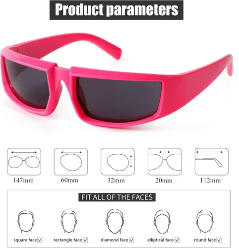 Vista 3 de JUDOO Gafas de sol deportivas envolventes plateadas futuristas cuadradas para mujeres y hombres de los años 2000 a la moda UV400