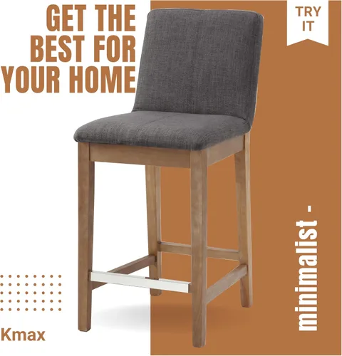 Vista 7 de Kmax Juego de 2 taburetes de bar de 26 pulgadas de altura de mostrador, taburetes tapizados para encimera de cocina con soporte trasero, taburetes