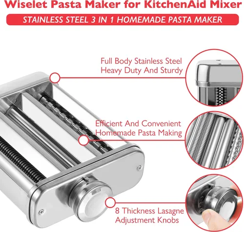 Vista 2 de Accesorio para hacer pasta 3 en 1 de metal para batidora de pie Kitchenaid