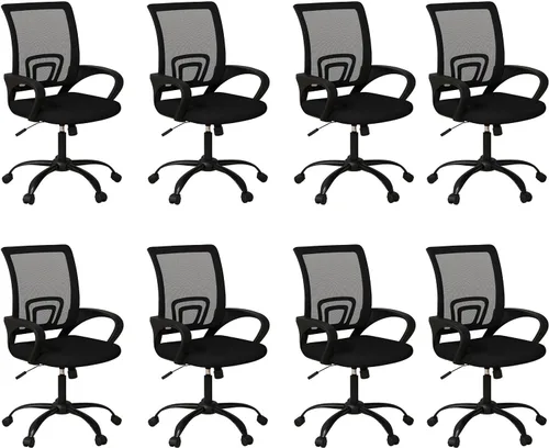 Vista 10 de Bonzy Home Juego de 2 sillas ergonómicas de oficina, sillas de sala de conferencias con ruedas, silla de escritorio de malla para computadora