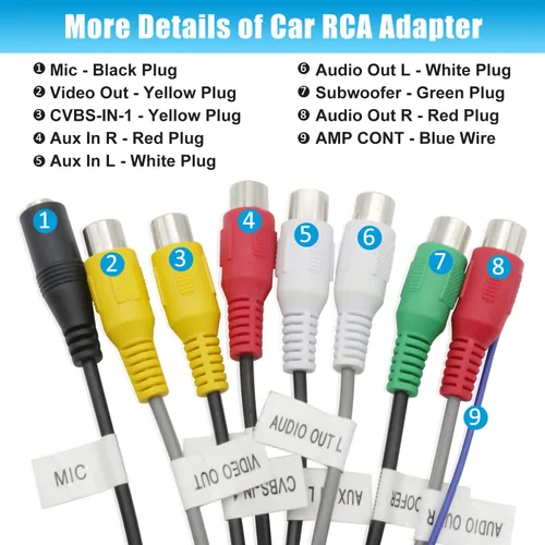 Vista 2 de Adaptador de radio estéreo para coche Android (20 pines) En Dash Stereo RCA Asamblea Audio Video Cableado Arnés Subwoofer Micrófono Entrada Enchufe