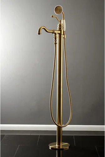 Vista 2 de Kingston Brass KS7137ABL - Llenador de bañera romano independiente con ducha de mano, latón cepillado Cobrizo cepillado