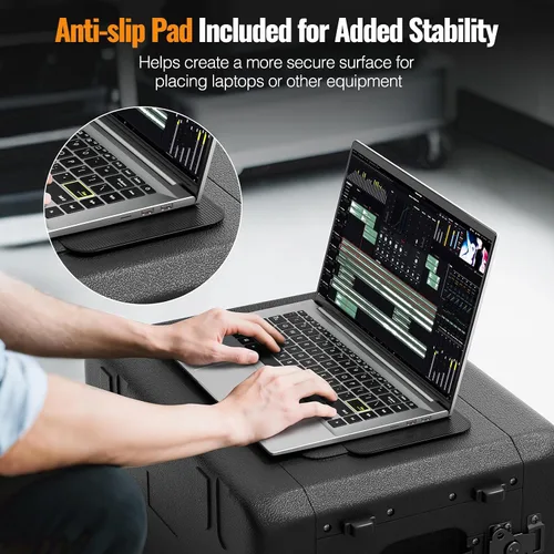 Vista 8 de Phenyx Pro Juego de micrófono inalámbrico de 4 canales PTU-5200-2H2B incluido con estuche de rack poco profundo 4U PRCSE-4U