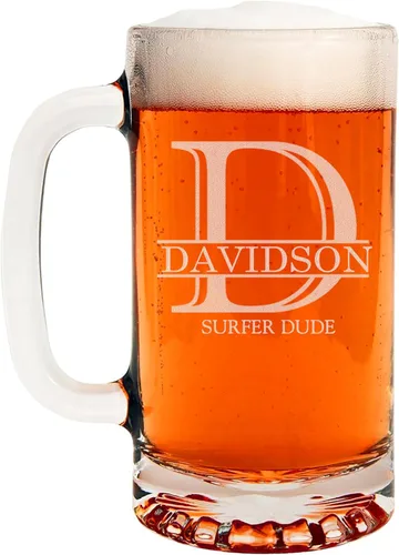 Vista 28 de Taza de cerveza de vidrio con monograma grabado de 16 onzas (letra A), regalos de cerveza personalizados de la A a la Z para hombres, Día del Padre