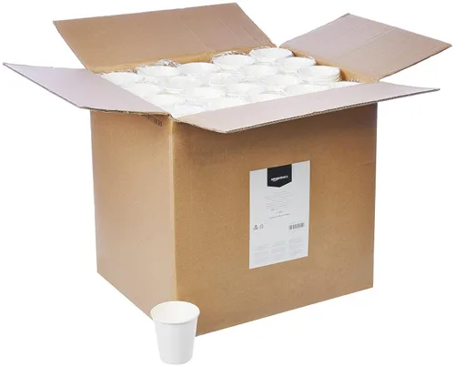 Vista 4 de Amazon Basics Tazas de café desechables, 10 onzas, papel, 1000 unidades (paquete de 1), color blanco