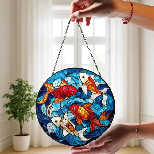 Vista 5 de Acrylic Koi Pond Window Ornament 2D Artistic Wall Accent