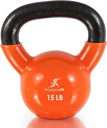 Vista 11 de ProsourceFit Vinyl Coated Cast Iron Kettlebells for Full Body Fitness Workouts