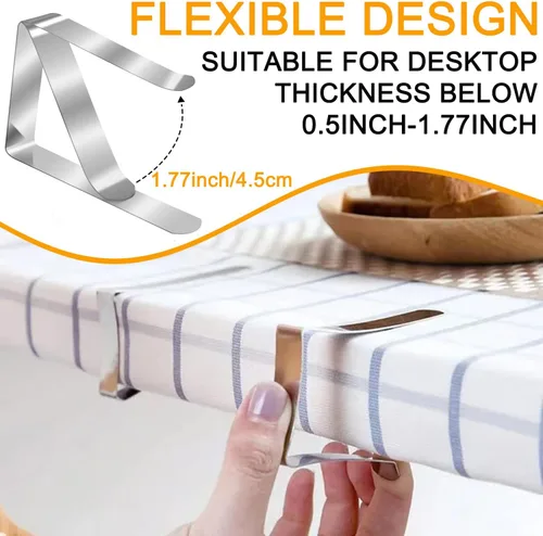 Vista 3 de 60 clips para mantel, clips de mesa de picnic resistentes, abrazaderas de acero inoxidable, soportes para manteles de mesa, ideales para el hogar