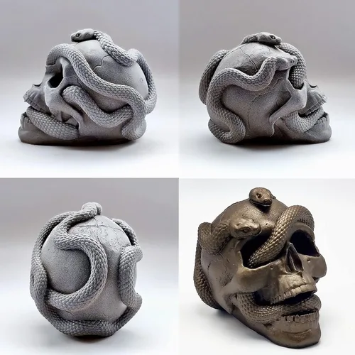 Vista 3 de Molde de jabón de vela de silicona con calavera de serpiente, moldes de caramelo de chocolate, moldes de arcilla de resina de yeso