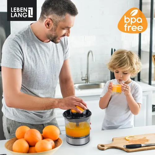 Vista 8 de LEBENLANG Exprimidor de cítricos eléctrico - 2 conos y libre de BPA Alto rendimiento de jugo y gran volumen Exprimidor de jugo de naranja