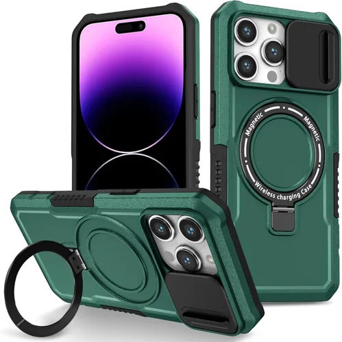 Vista 141 de Funda magnética para iPhone 11, soporte de anillo con ventana corrediza, funda protectora mate a prueba de golpes para iPhone 11 6.1, fundas