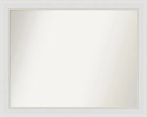 Vista 58 de Amanti Art Espejo de baño blanco para sobre el fregadero, 24 x 26 pulgadas, espejo rectangular blanco y blanco, marco de madera contemporáneo