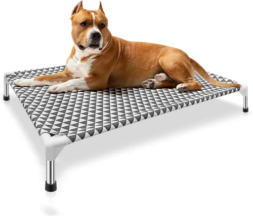Vista 10 de Kuntrust Cama Elevada para Perros de Exterior Actualizada Catre para Mascotas Elevado Cama Refrescante para Cachorros Cama Elevada para Perros